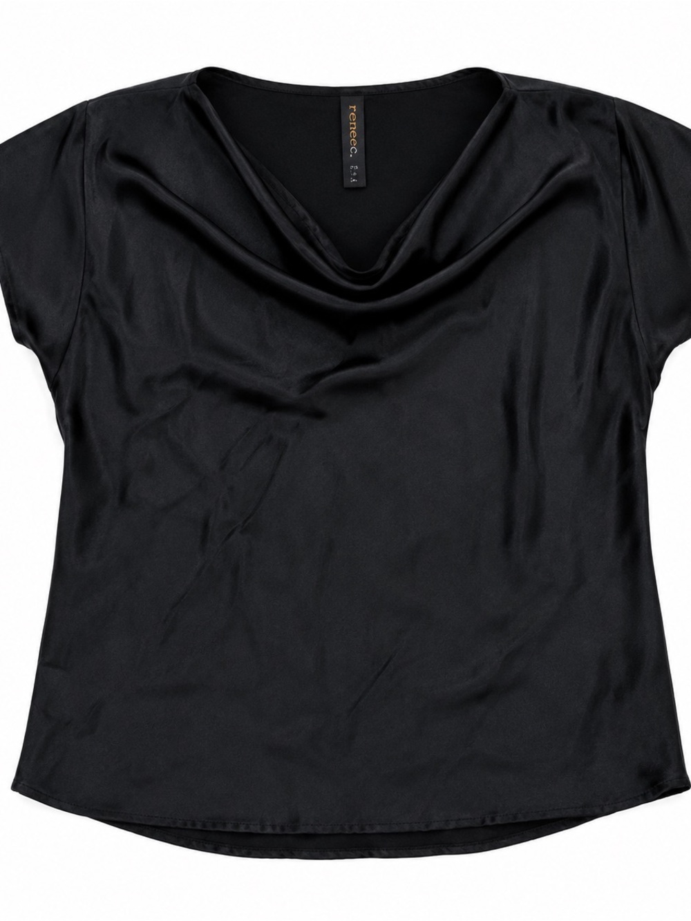 Renee C. Black Satin Cowl Neck Blouse